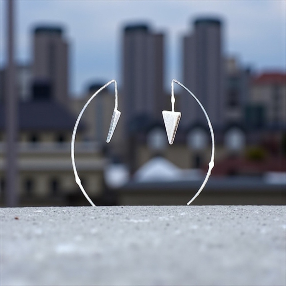 Silver Triangle Geometric Earrings